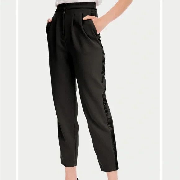 Generation Love Ellen Tuxedo Crepe Pants Pleated Front Trousers Black 8 Nwt $248 — image 2 of 5